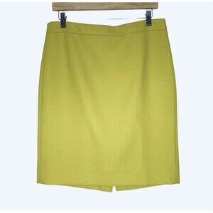 J Crew Wool Pencil Skirt No. 2 Muted Lime Green Sz 10P Career EUC